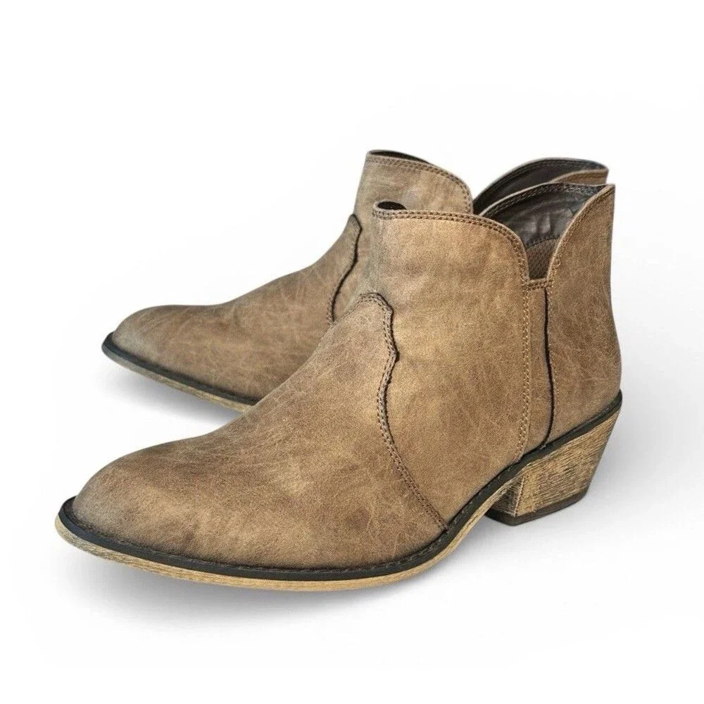 Dingo Ankle Cowboy Boots Womens Size 8.5 Tan Leather Western Cowgirl